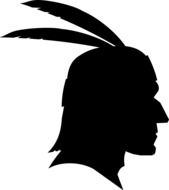 head silhouette with feathers