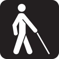 blind on the road sign