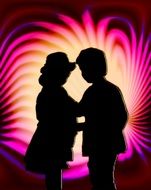 silhouettes of friends boy and girl