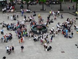 Top view of people in the square