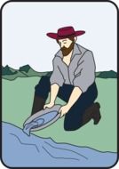 Miner with the hat near the river clipart