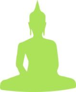 buddha in meditation, green silhouette