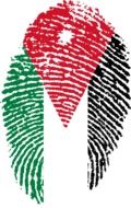 Drawing of the Jordan flag fingerprint at white background