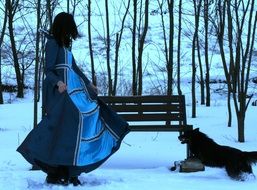 girl princess and dog