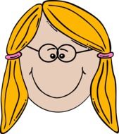 clipart, blonde girl with glasses