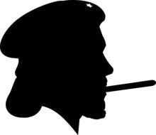 Silhouette of the man smoking cigar