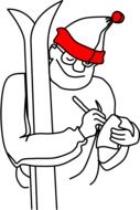 skier in red hat drawing