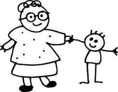 Ä°llustration of grandmother and child