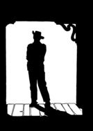 black silhouette of a cowboy in the doorway