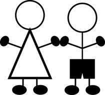 stick figures girl and boy drawing
