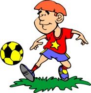 drawing of a boy soccer player with a ball