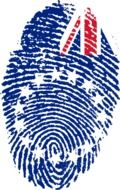 fingerprint in the colors of the national flag