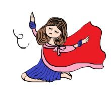 girl in blue dress indian dance drawing