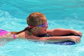 swimming girl in the pool water