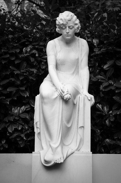 marble mourning woman, tomb figure, germany, cologne, melaten