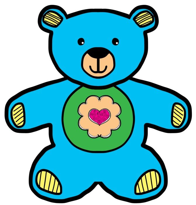 drawing of a blue bear on a white background