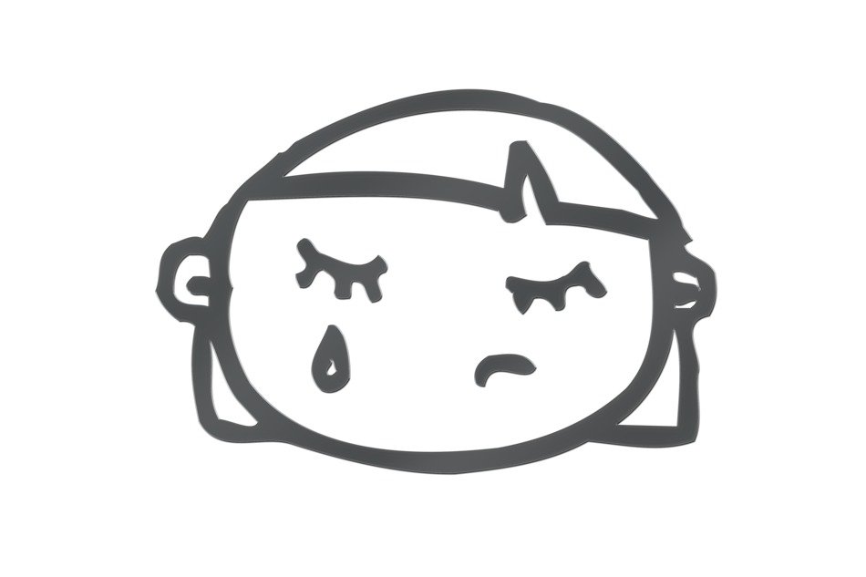 the head of a crying girl drawn with a felt-tip pen