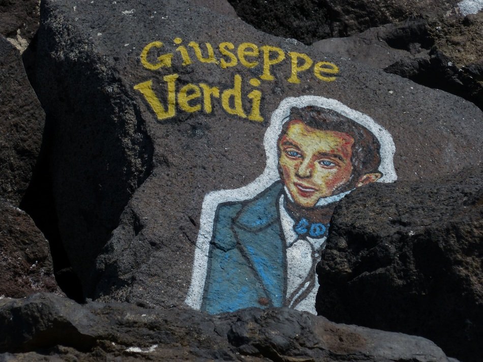 Giuseppe Verdi portrait on stone, spain, santa cruz de tenerife