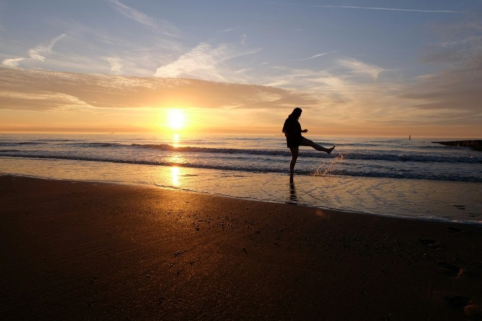 playful beach sunset