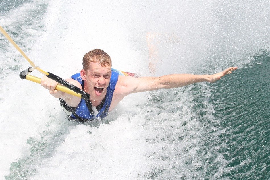 Boarding in the lake