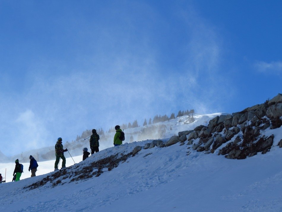 People on the snowy mountain