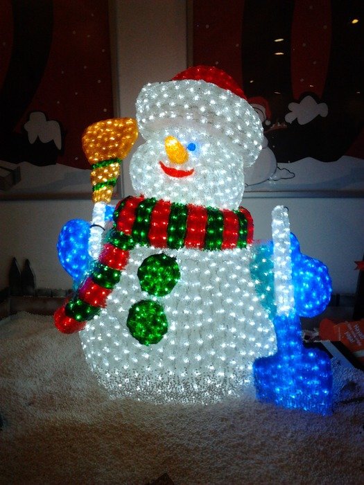 snowman as a neon lights