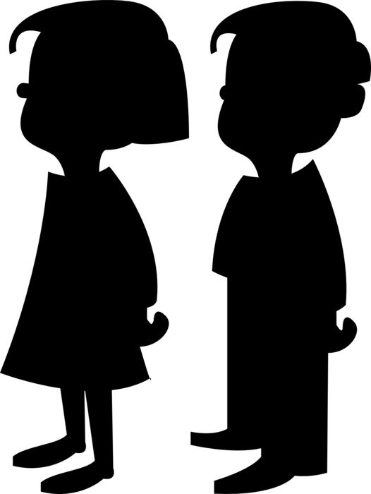 boy and girl silhouette drawing