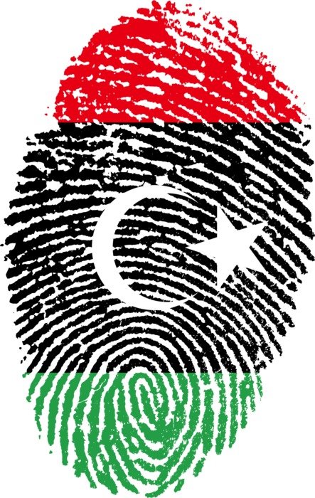 fingerprint with the flag of Libya