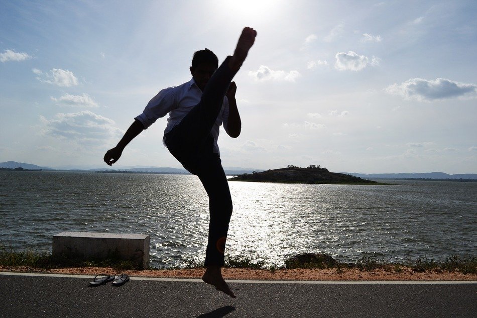 martial arts on the promenade in sri lanka