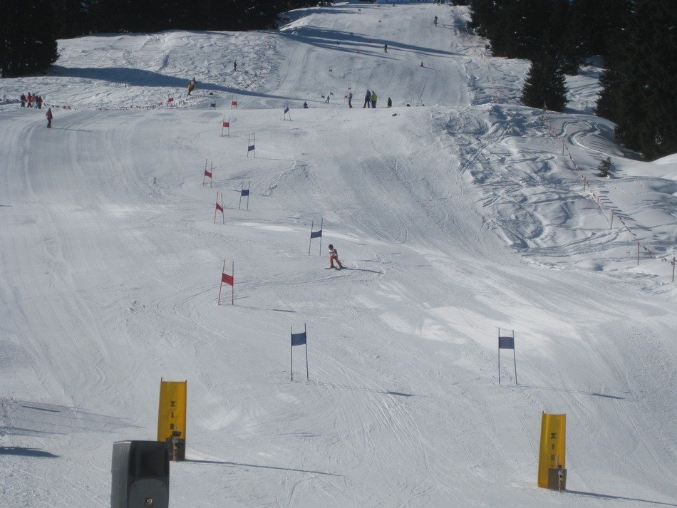 Panorama of the sunny ski trail