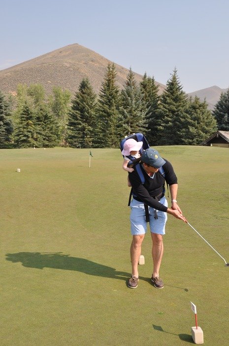 playing golf on a sunny day