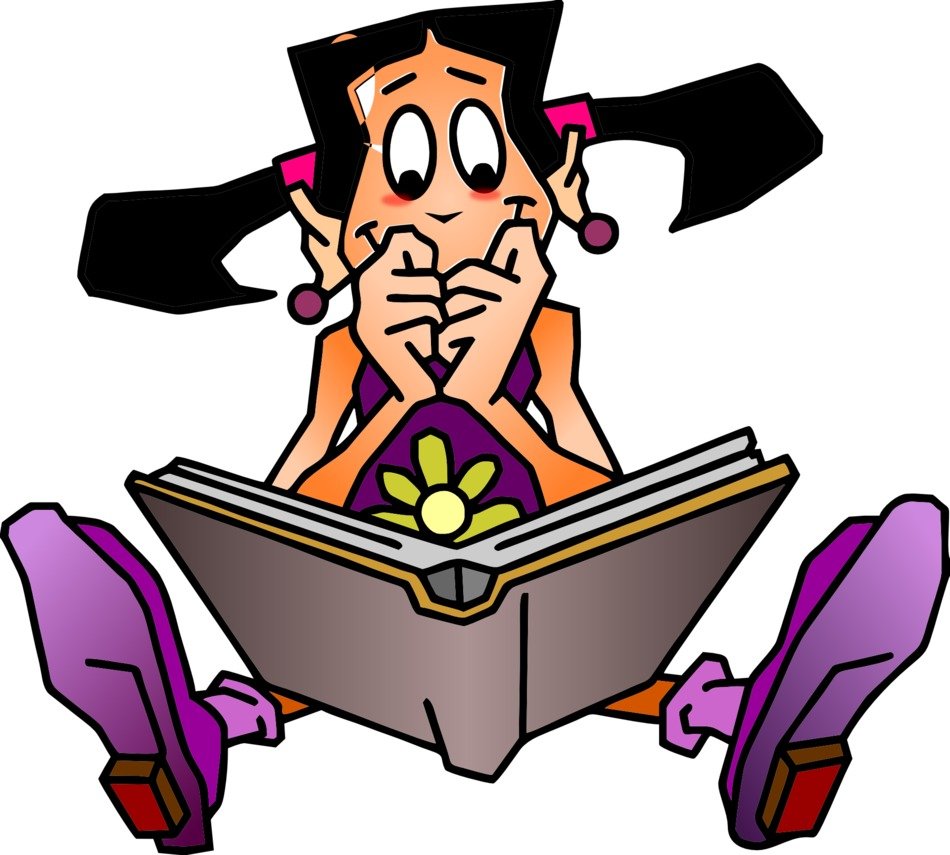 graphic image of a beautiful girl with a book