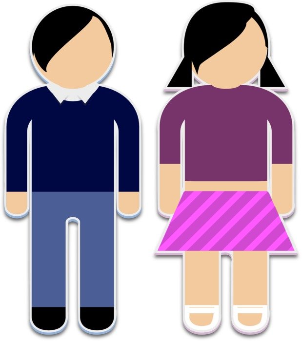 drawn silhouettes of brother and sister in Asia