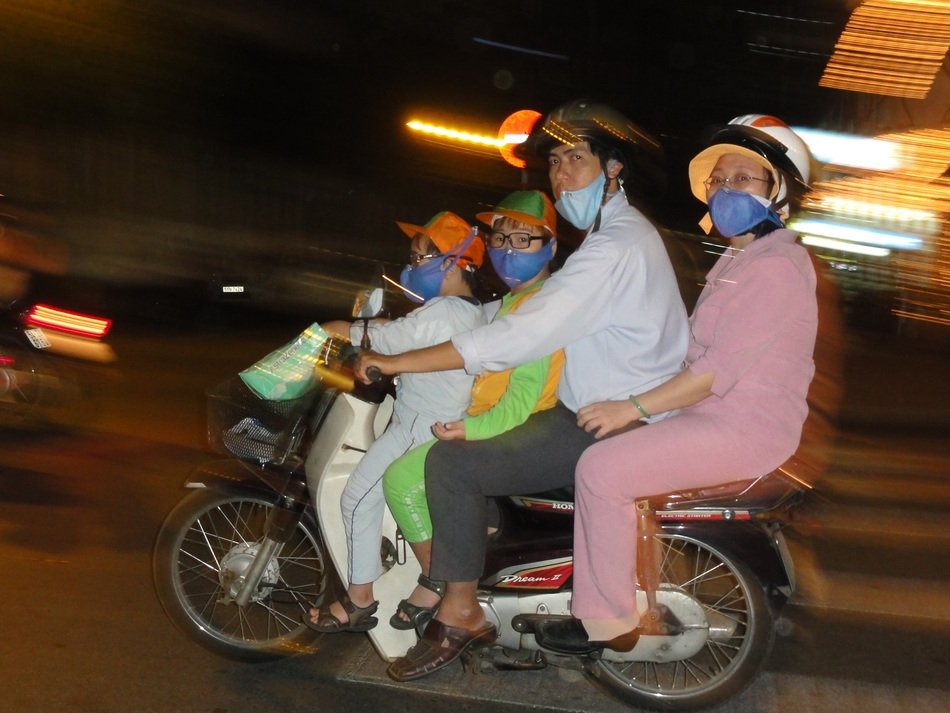 Family on the mororcycle