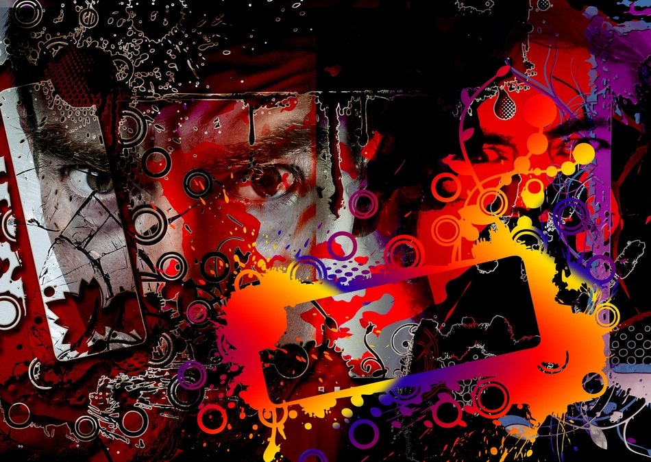 human look on colorful background