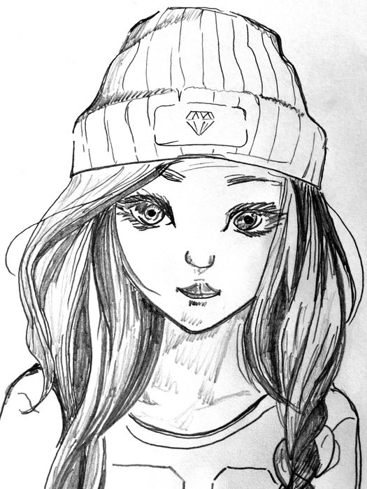 young girl drawing