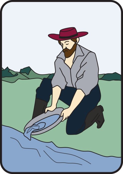 Miner with the hat near the river clipart