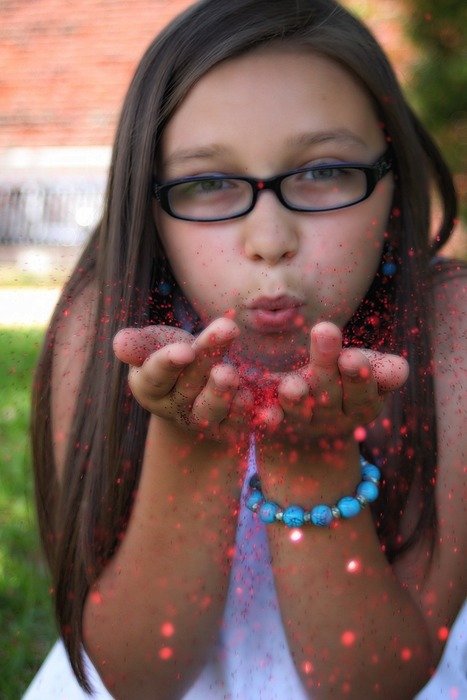 girl glitter face