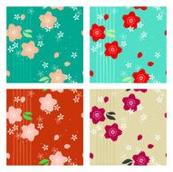 Seamless striped cherry blossom pattern