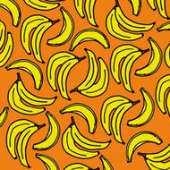 Banana pattern - Yellow on Orange background Vector