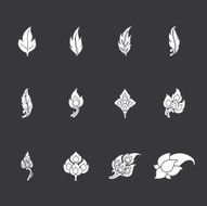 Thai Motifs Leafs Icons - White Series