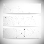 Set of horizontal banners Molecule structure gray background for communication N6