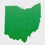 Ohio State Map Green Hexagon Pattern
