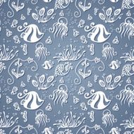 Vector Ornate Sea Seamless Pattern