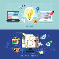 Colorful graphic design and coding illustration N2
