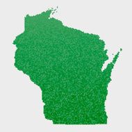 Wisconsin State Map Green Hexagon Pattern