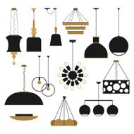 set of silhouettes household lamps