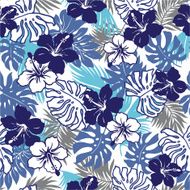 flower and tropical leaf