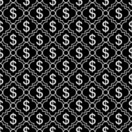 Black and White Dollar Sign Pattern Repeat Background