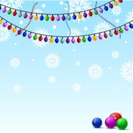 Christmas background with snowflakes and colorful lights